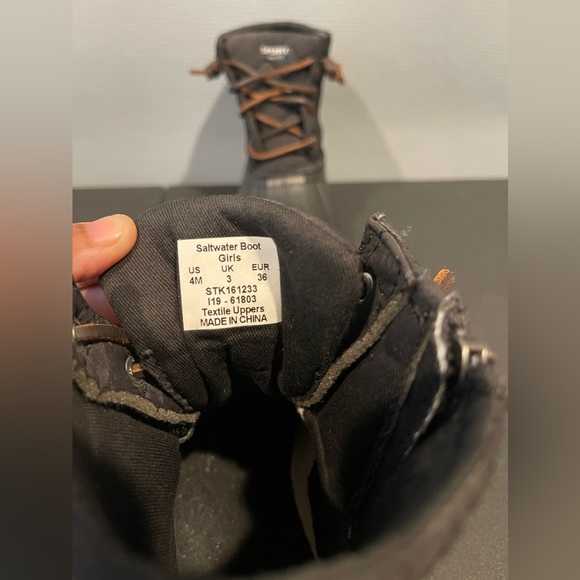 Sperry Black Matte Children Salwater Water Resistant Boots - Picture 5 of 7